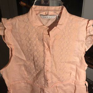 Tweeds Womens S Linen Blouse Sleeveless Orange Emb